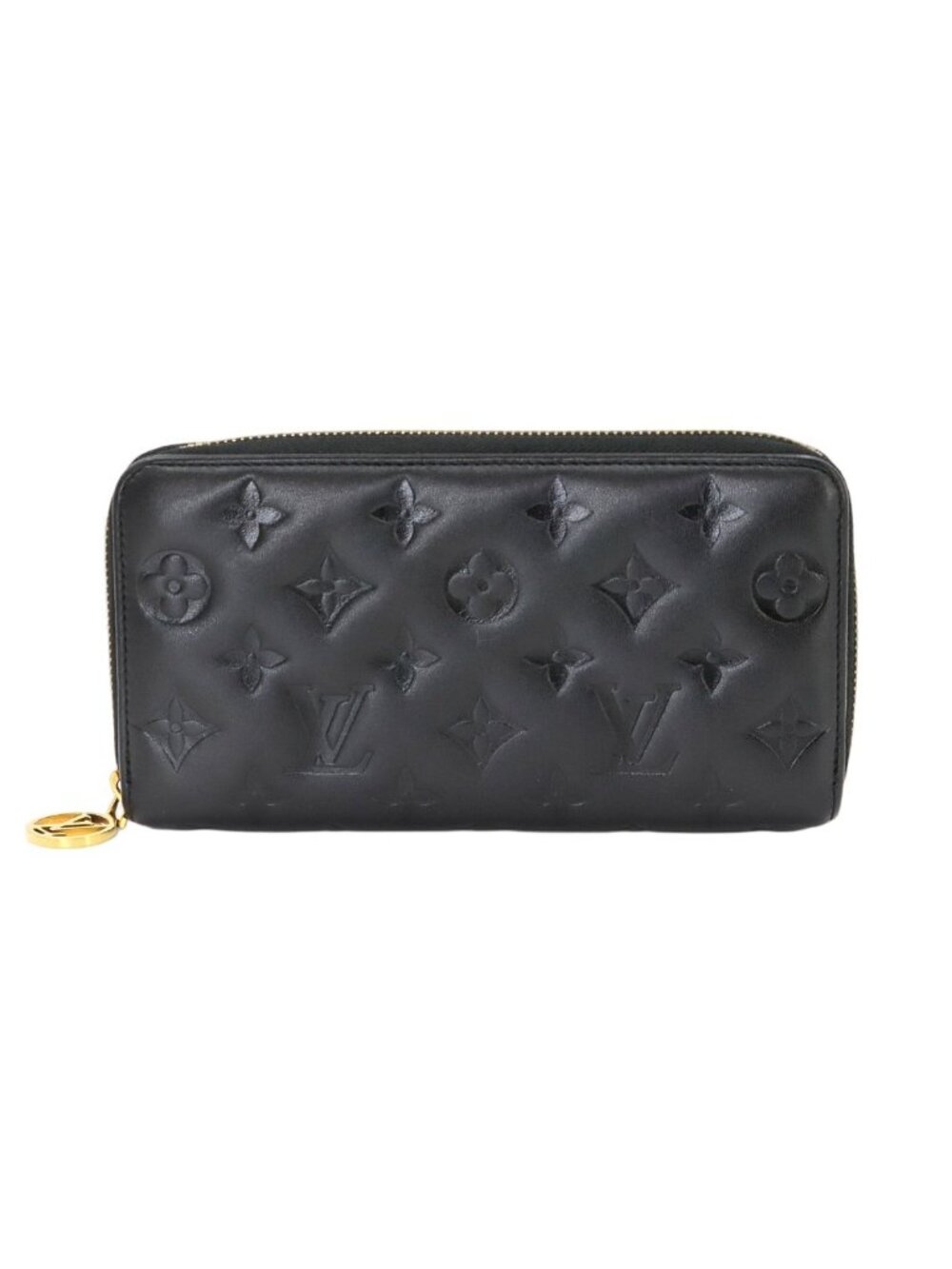 Louis Vuitton Monogram Cousin Zippy Wallet Zip Around Lambskin Noir